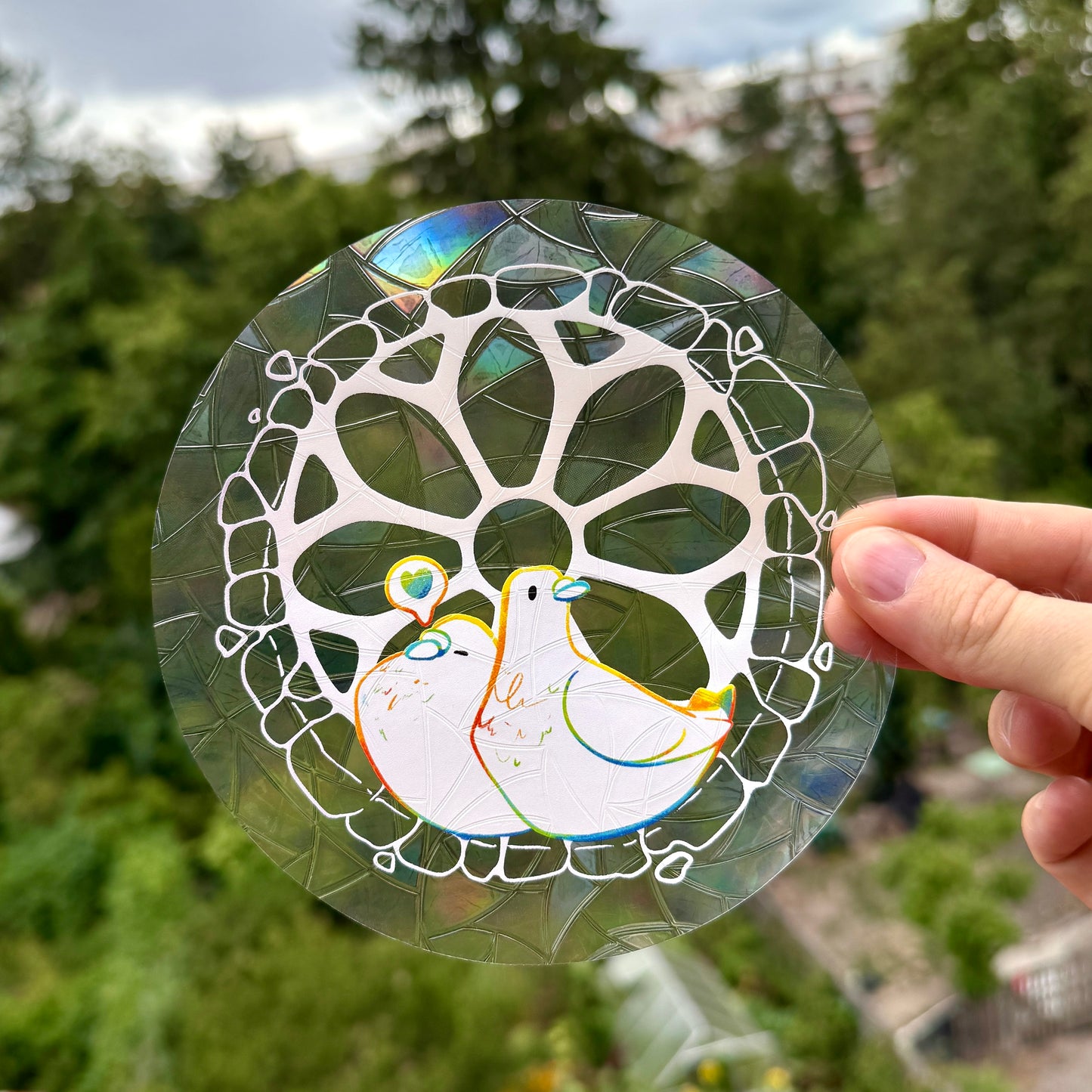 Cuddly Pigeons Suncatcher