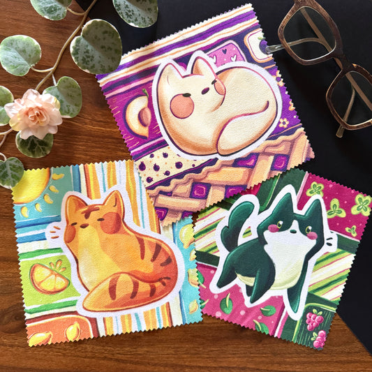 Glasses Cleaning Cloth: Fruity Felines