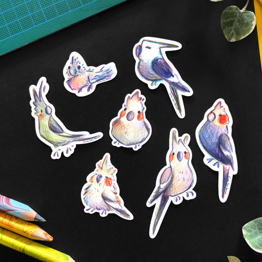 Stickers: Cockatiel hairstyles