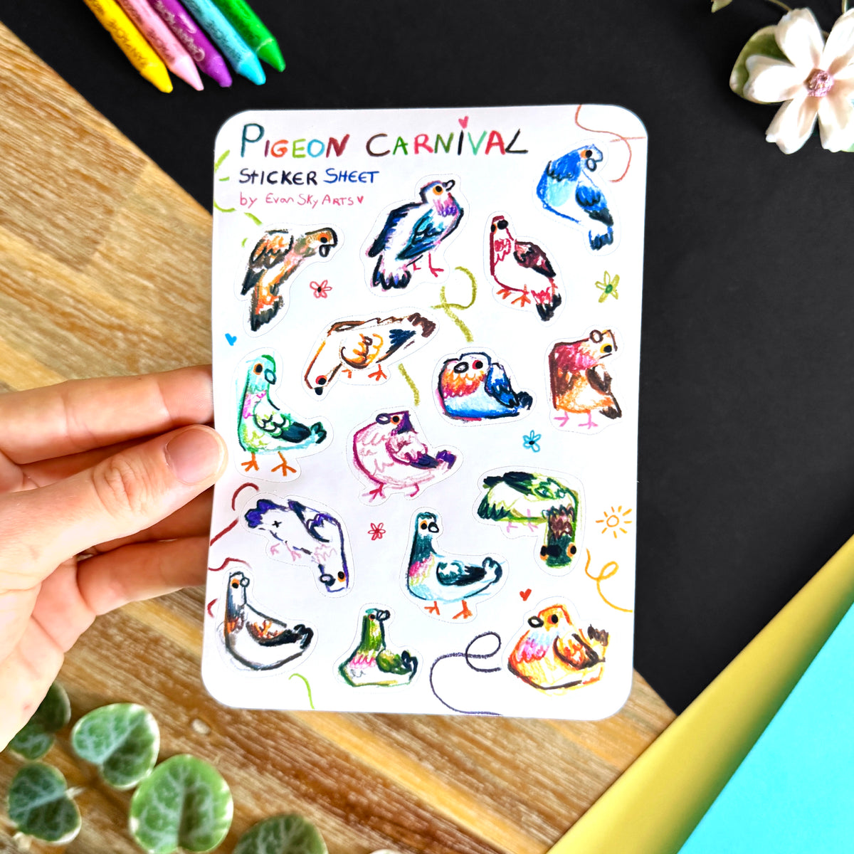 Sticker Sheet: Pigeon Carnival