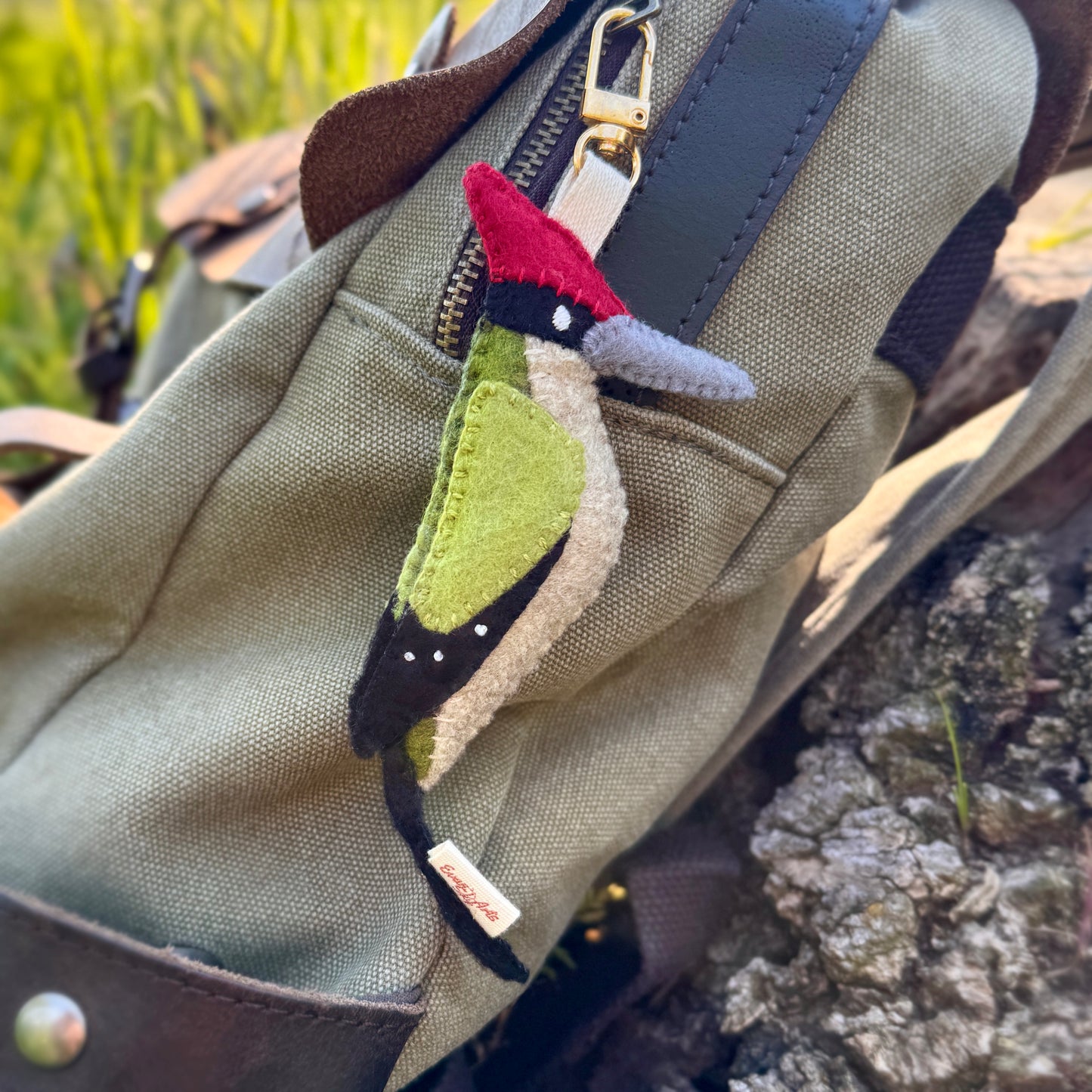European Green Woodpecker Bag Charm