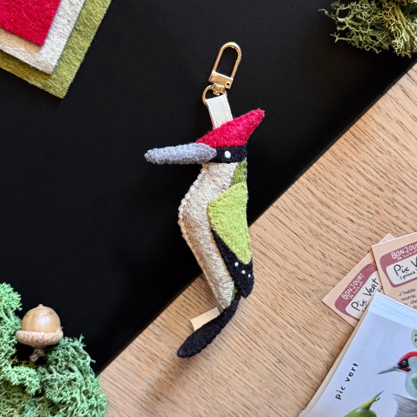 European Green Woodpecker Bag Charm