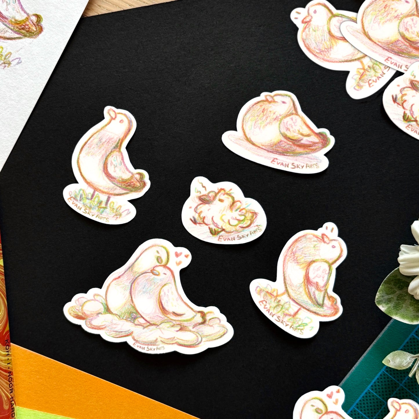 Stickers: Pigeons Arc-en-ciel